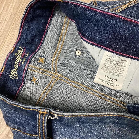 Vintage Y2K Western Style Wrangler Low Rise Bootcut Blue Jeans Size 11x32 - Picture 6 of 8